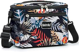 BEIMILY Lunch Box for Men/Women,Small Insulated Lunch Bag,Reusable LunchBox for work Picnic Beach,Leakproof Soft Cooler Tote Bag Organizer with Adjustable Shoulder Strap for Adults(plantflowers)