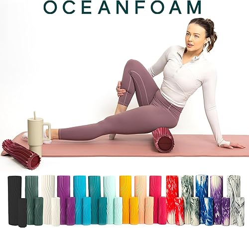 Miniatura 8 de Oceanfoam Tidal Roller - Rodillo de espuma para masaje muscular para dolor de espalda y estiramiento, textura de onda ancha firme y ergonómica, para