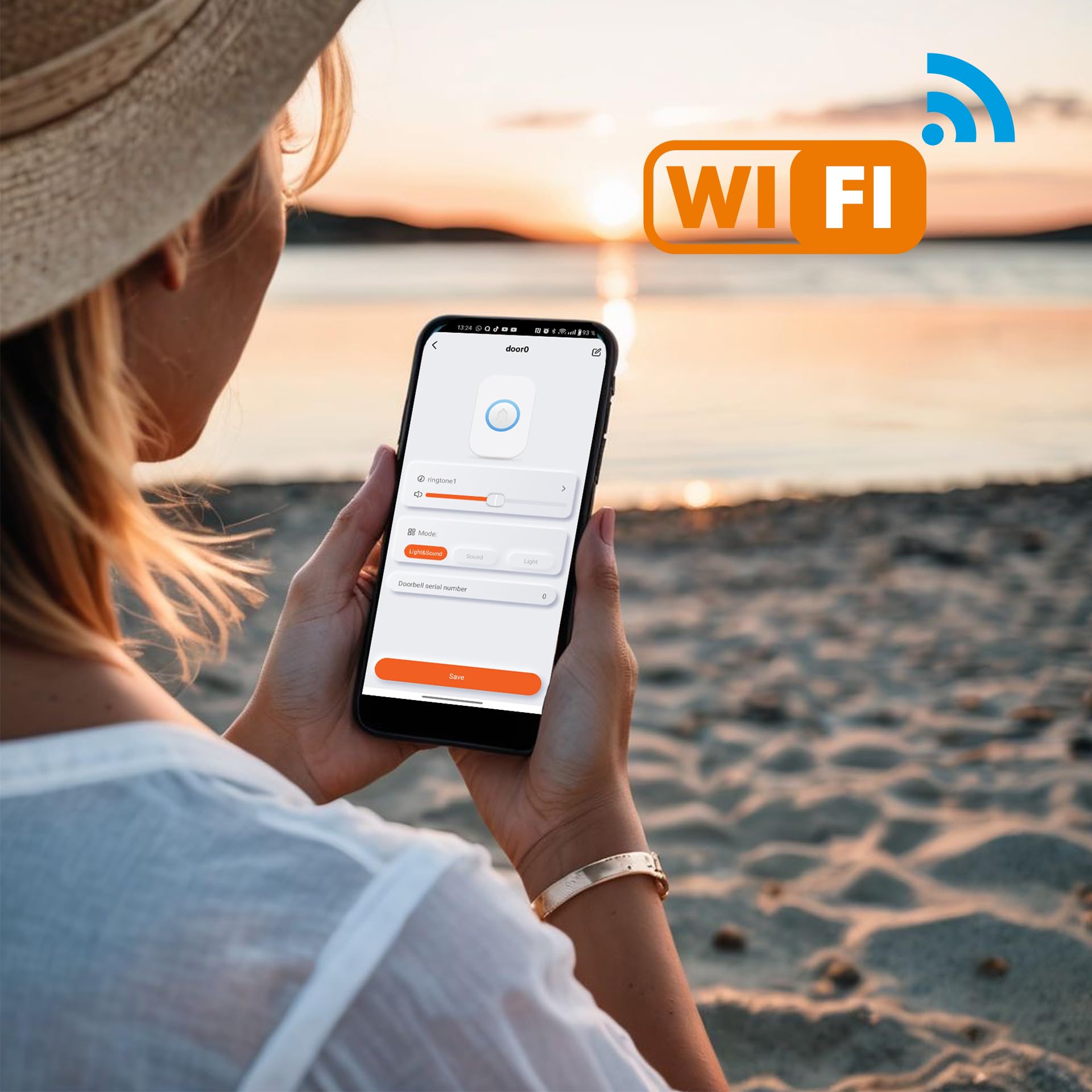 m-e Funk-Bewegungsmelder BELL-5814 | Kabelloser Durchgangsmelder | 2-fache Meldung bei Auslösung – auf Funkempfänger und auf Smartphone Handy App | Funkreichweite 300 Meter