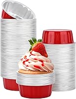 Vista 30 de Beasea Paquete de 100 vasos desechables de papel de aluminio, 8 onzas, 7.9 fl oz, 3.9 pulgadas, para hornear, magdalenas, magdalenas, tazas de pudín