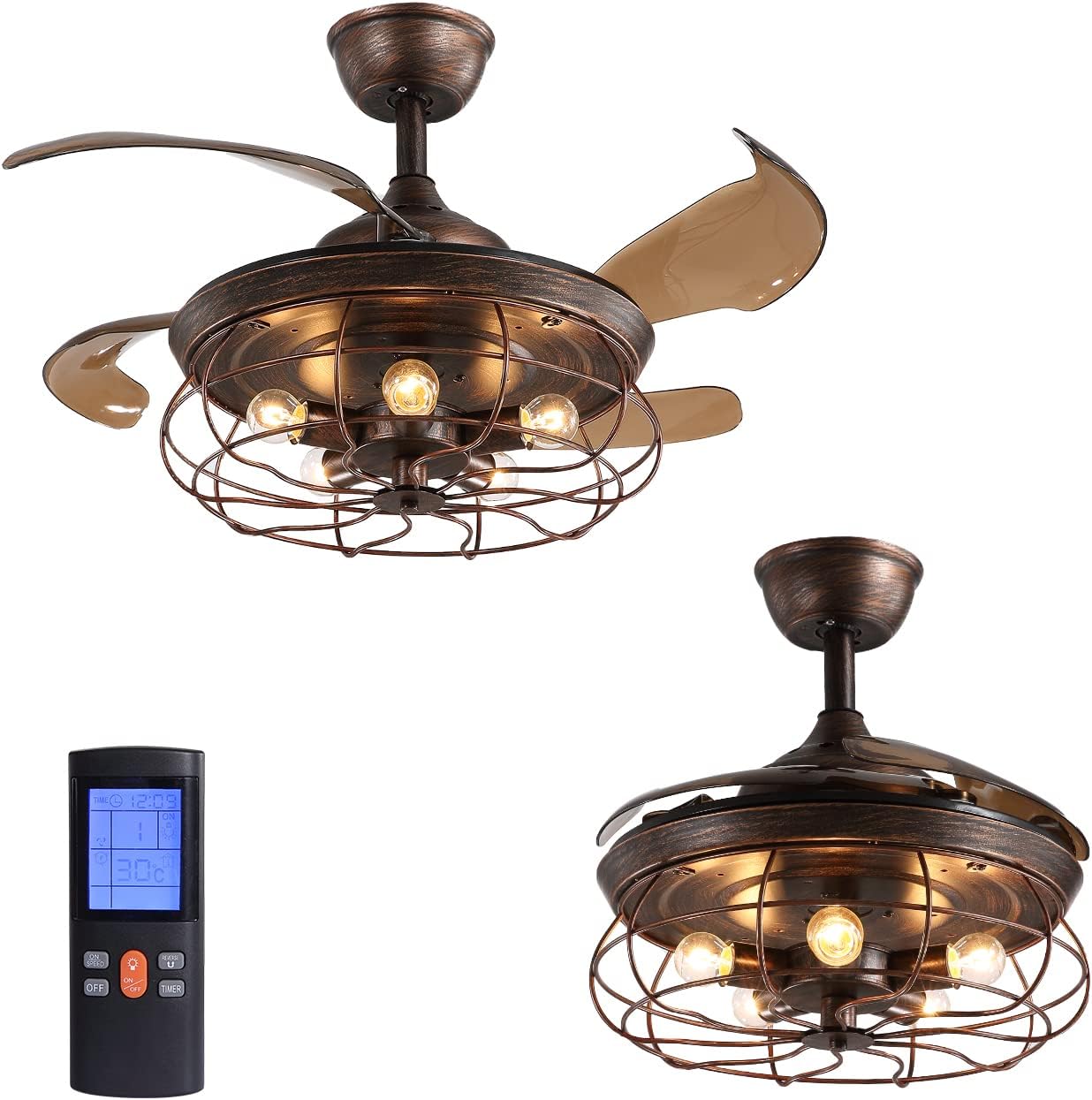 SILJOY Reversible Industrial Ceiling Fan with Lights Kuwait Ubuy