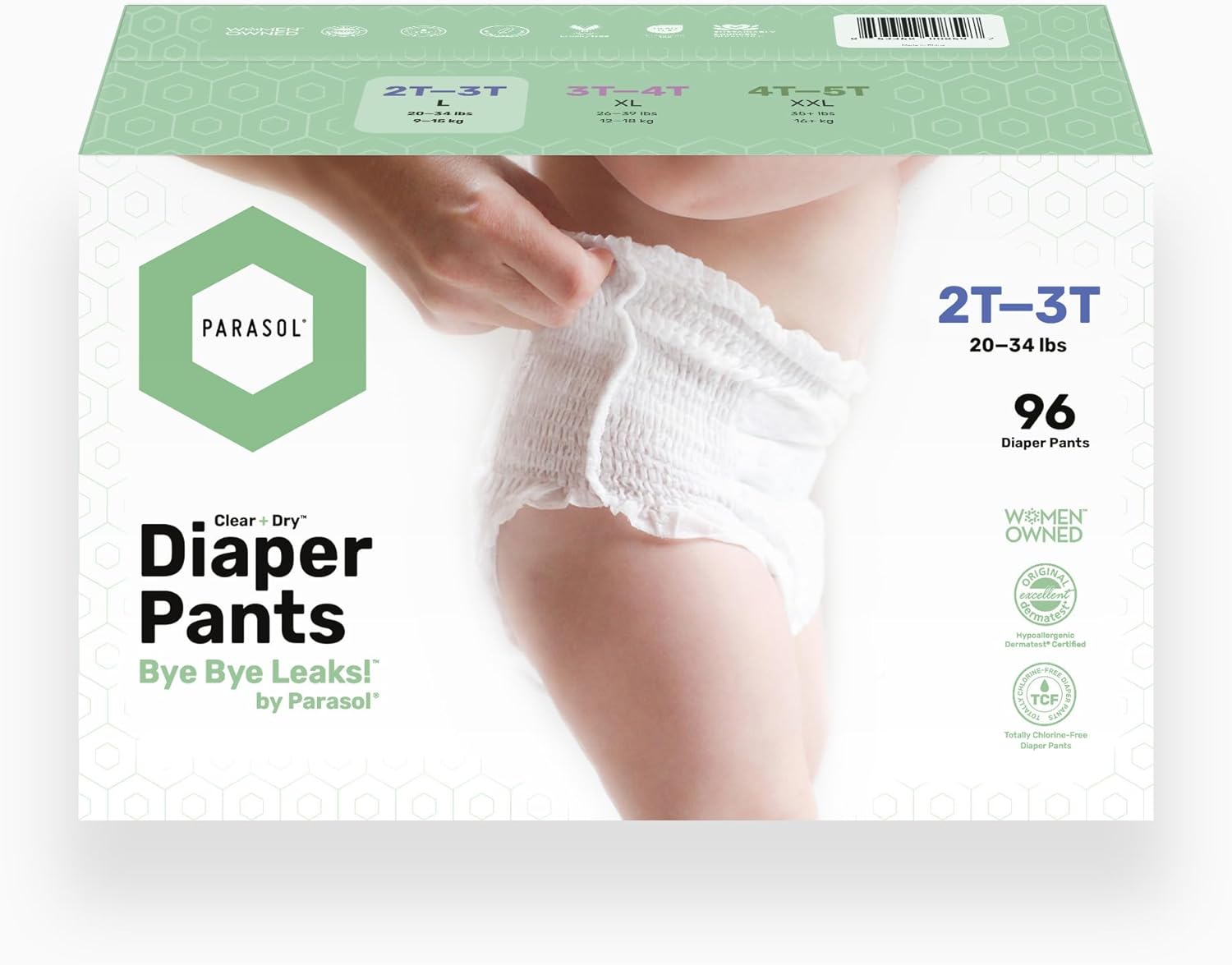 PARASOL Clear+Dry Training Diaper Pants - Size 4 (20-37 lbs.) 96 ct