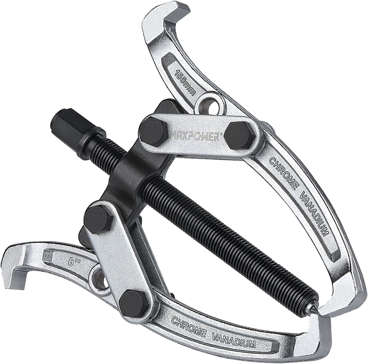 MAXPOWER 2-Jaw Gear Puller 6 Inch, Reversible Puller Made with Drop-Forged and Heat-Treated Cr-V Steel, 8-Way Internal and External Removal Tool for Gears, Pulleys, Bearings and Flywheels, 2.3 Ton