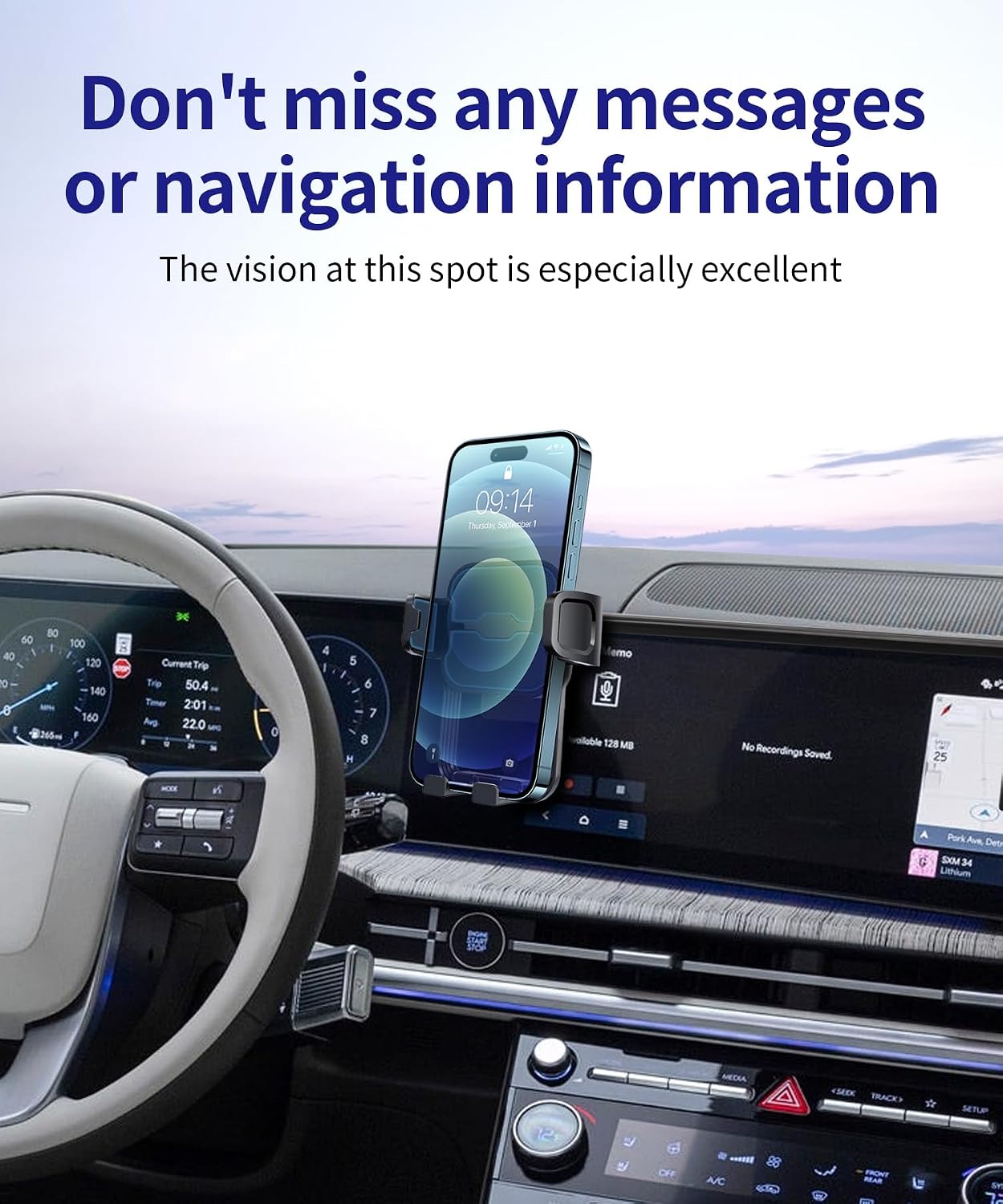 Car Phone Holder for Hyundai Santa Fe/Hybrid 2024-2026, 12.3" Screen Fixed Clip, Auto Accessories Navigation Bracket, Interior Decoration Mobile Phone Mount, 360° Rotation