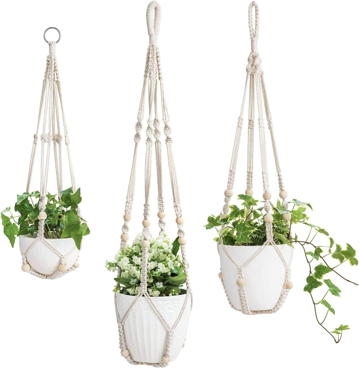 Mkouo 3 Pack Macrame Plant Hangers Indoor Hanging Planter Basket Flower ...