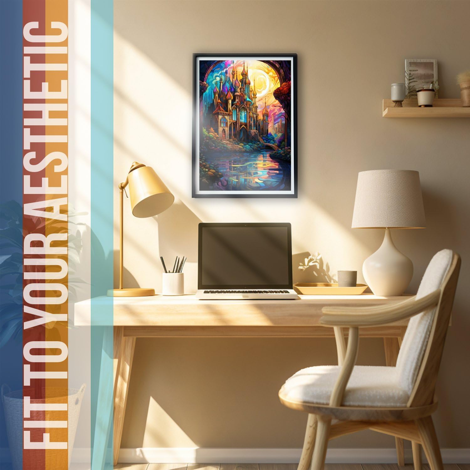 Stained Glass City Block Fantasy Poster - Beautiful Colorful Stained Glass Inspired Digital Art Poster - 12 x 18 Inch Unframed Poster - Premium Poster On 100lb Gloss Paper - Printed In The USA FHJP1014 image 4