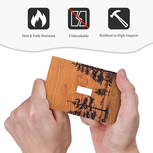 Miniatura 6 de Cubierta para interruptor de luz de palanca de 1 banda, cubierta de interruptor de luz de palanca, granero, bosque, de madera, decorativo,