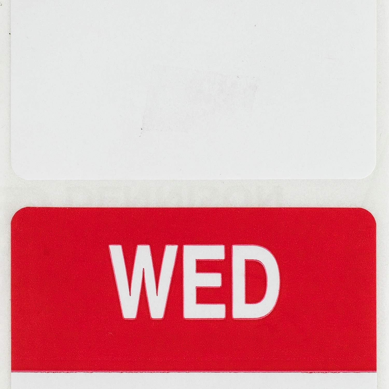 Wednesday (Day of The Week) Labels, Red/White, 500 Labels per roll, 1-9/16" x 1-9/16" or 40mmx40mm, 13 Rolls