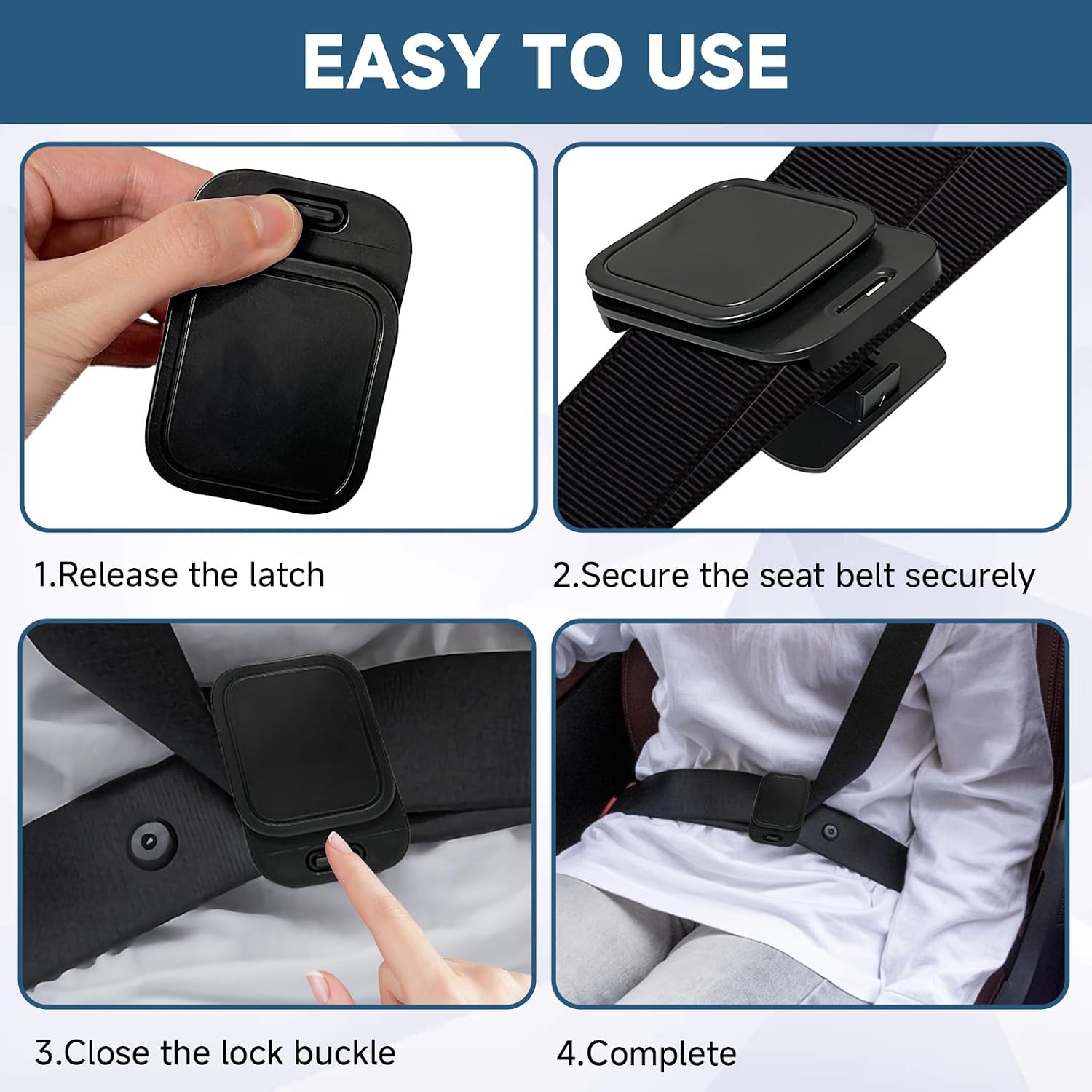 Seat Belt Clips, 2.9" Width Adjustable Anti - Slip Car Clips Shoulder Limiter Adjuster for Adults Car Sedans SUV RV MPV Seat, Comfort & Safety Accessory for Car (4 Pack)