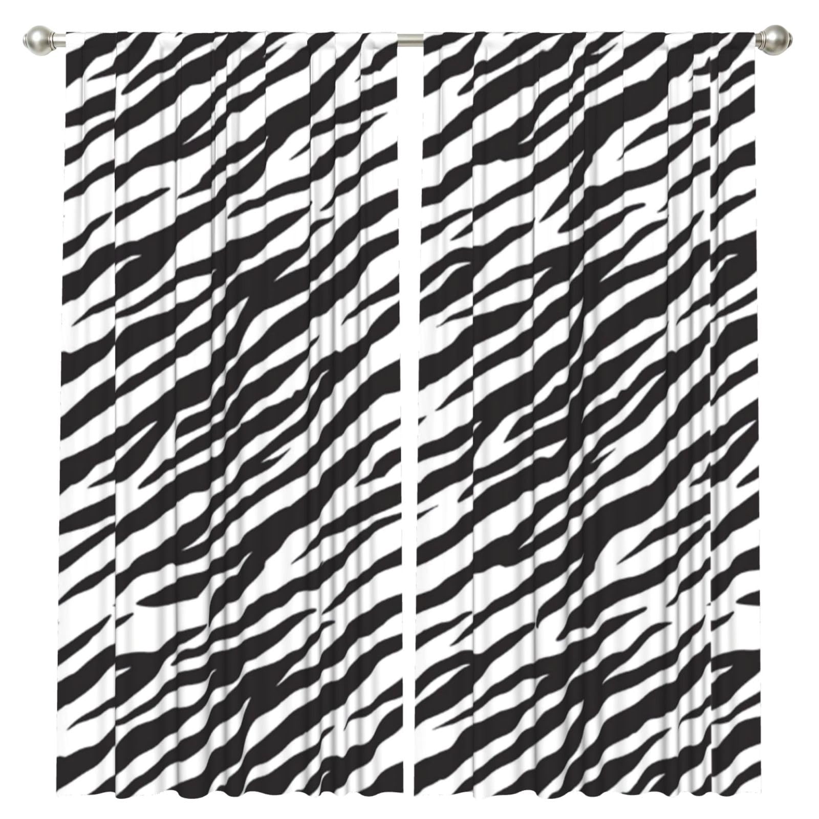 InOmak Zebra Stripes, 2 Panels Window Curtains 52 x 84 Inch Blackout Curtains for Living Room Bedroom