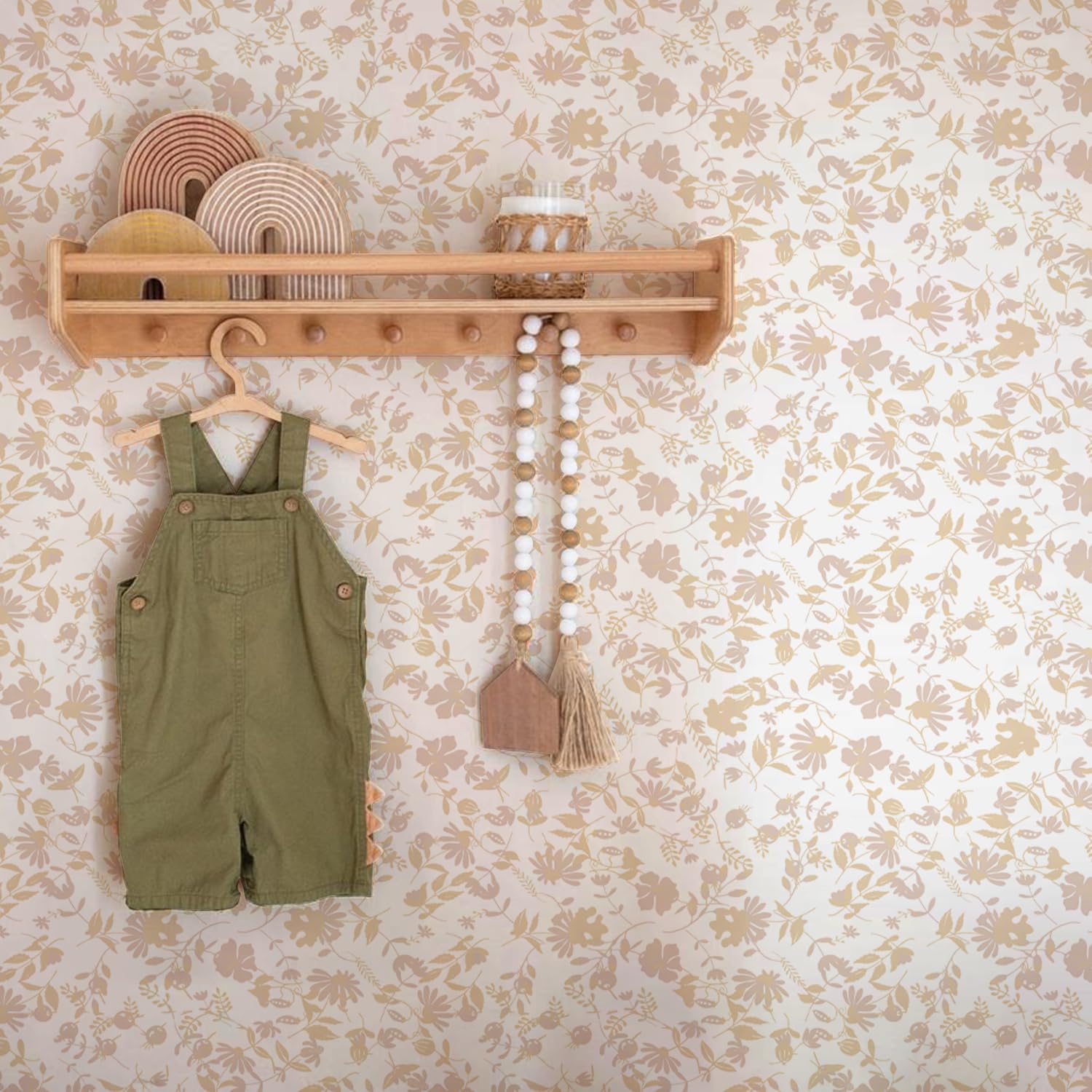 Papier peint autocollant pour chambre et salon au design bucolique de roses et fleurs jaunes