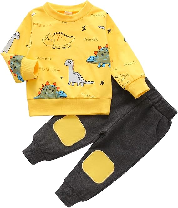 jsadfojas Baby,Clothing,Baby Boys 0-24m,Outfits & Clothing Sets jsadfojas Toddler Kid Baby Boy Clothes Dinosaur Long Sleeve Sweatshirt Top Sweatpants Jogger Pants Set 2pcs Fall Winter Outfit