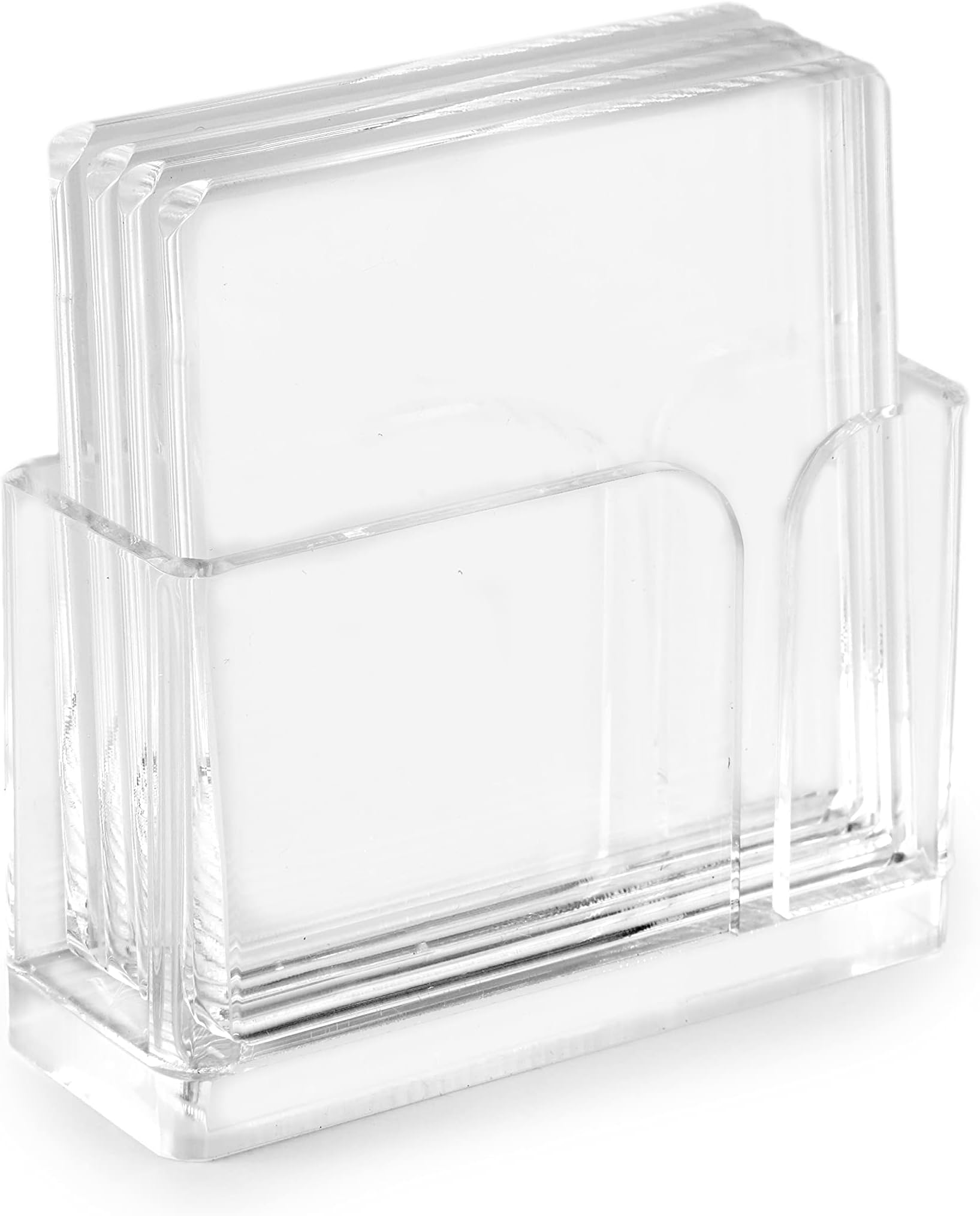 Huang AcrylicClear 4" Square Coaster Set with Holder for Hot and Cold Beverages to Protect Coffee Table or Furniture