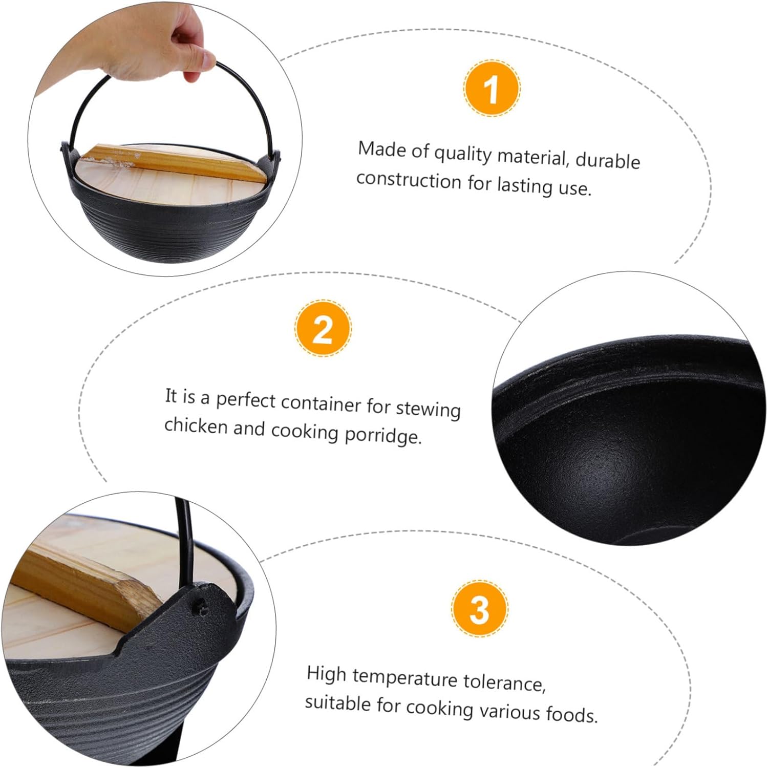 Outdoor Cast Iron Pot Camping Cooking Pot Lightweight Portable Cooking Stove