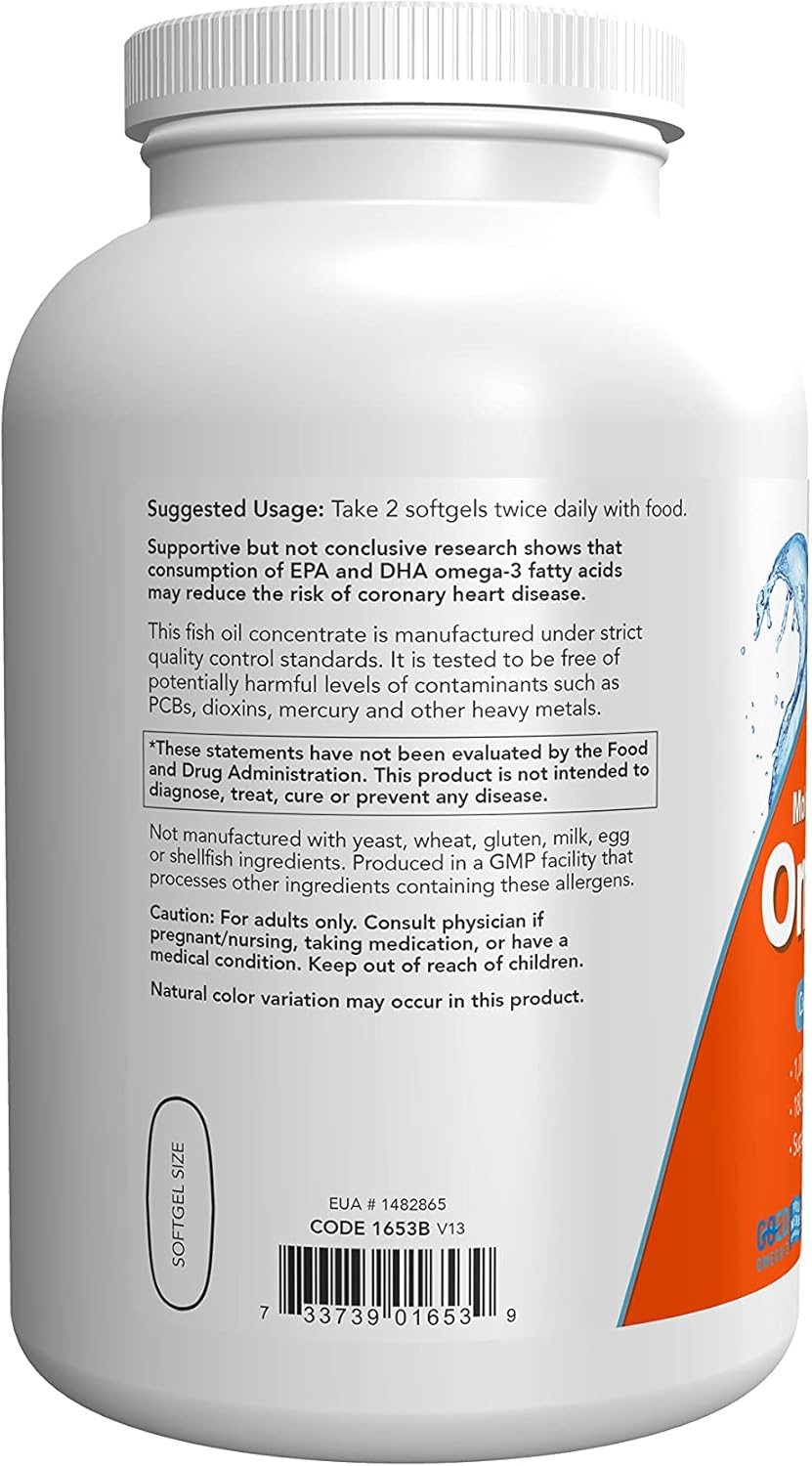 Amazon.com: NOW Supplements, Omega-3 180 EPA / 120 DHA, Molecularly  Distilled, Cardiovascular Support*, 500 Softgels : Health \u0026 Household