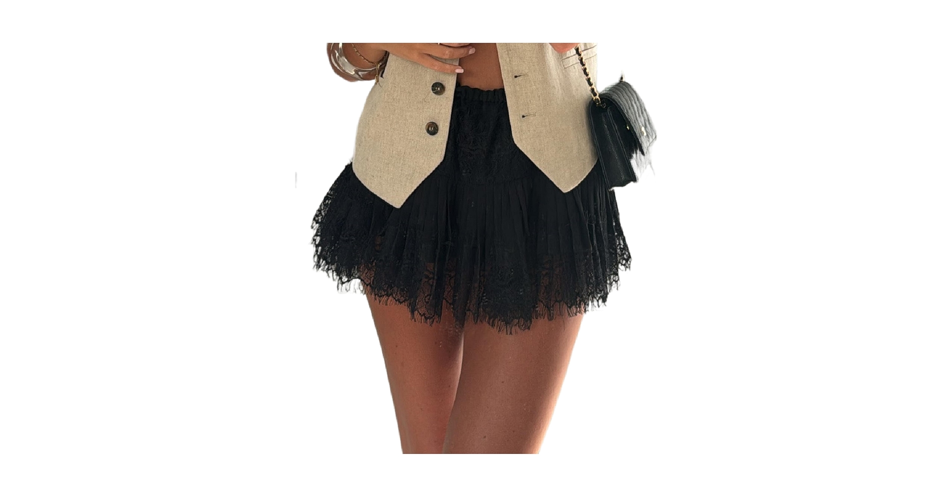 Seyumixi Women Lace Ruffle Bloomer Skirt Frill Tiered Short