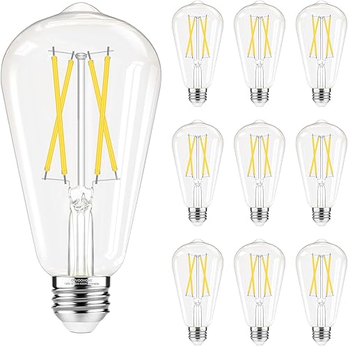 Miniatura 12 de – Bombillas Edison regulables, 4000K luz blanca diurna, 6 W equivalentes a 60 vatios, bombilla LED E26, bombillas vintage ST58, 600 lm, CRI de 90+,