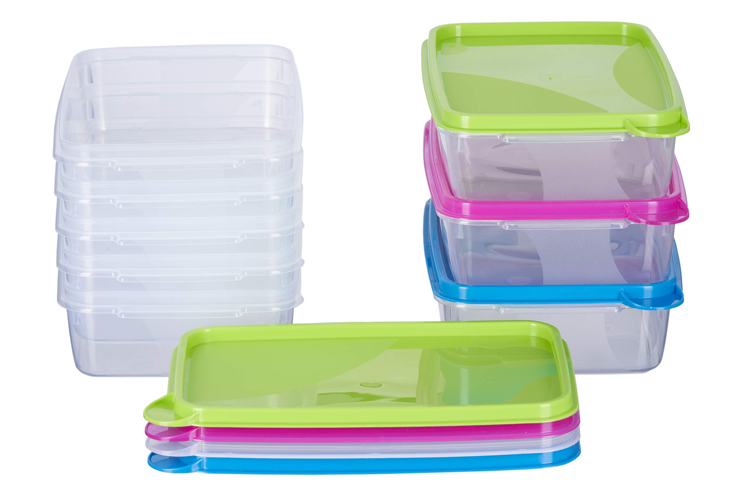 MiraHomeFood Storage Container zer Container 0.75 L Rectangular Flat 18 x 12 x 5 cm Set of 8 Colourful Austrian Quality