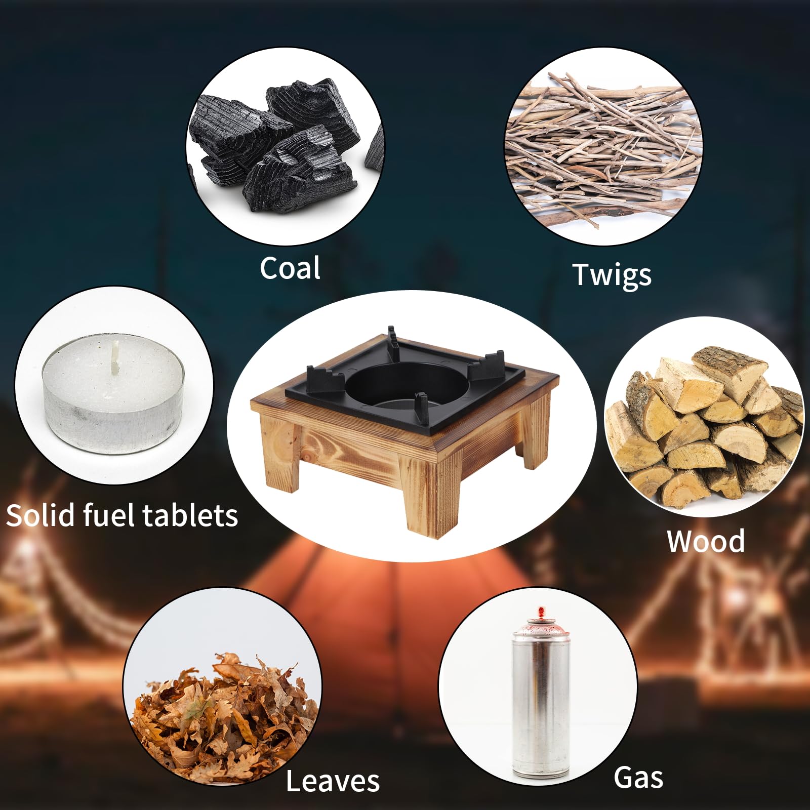 JUSTHERE Wood Alcohol Stove, Japanese Portable Small Wood Camping Stove for Outdoor Picnic, Travel, Alcohol Stove for Soup Pot Roasting Pan Kettle