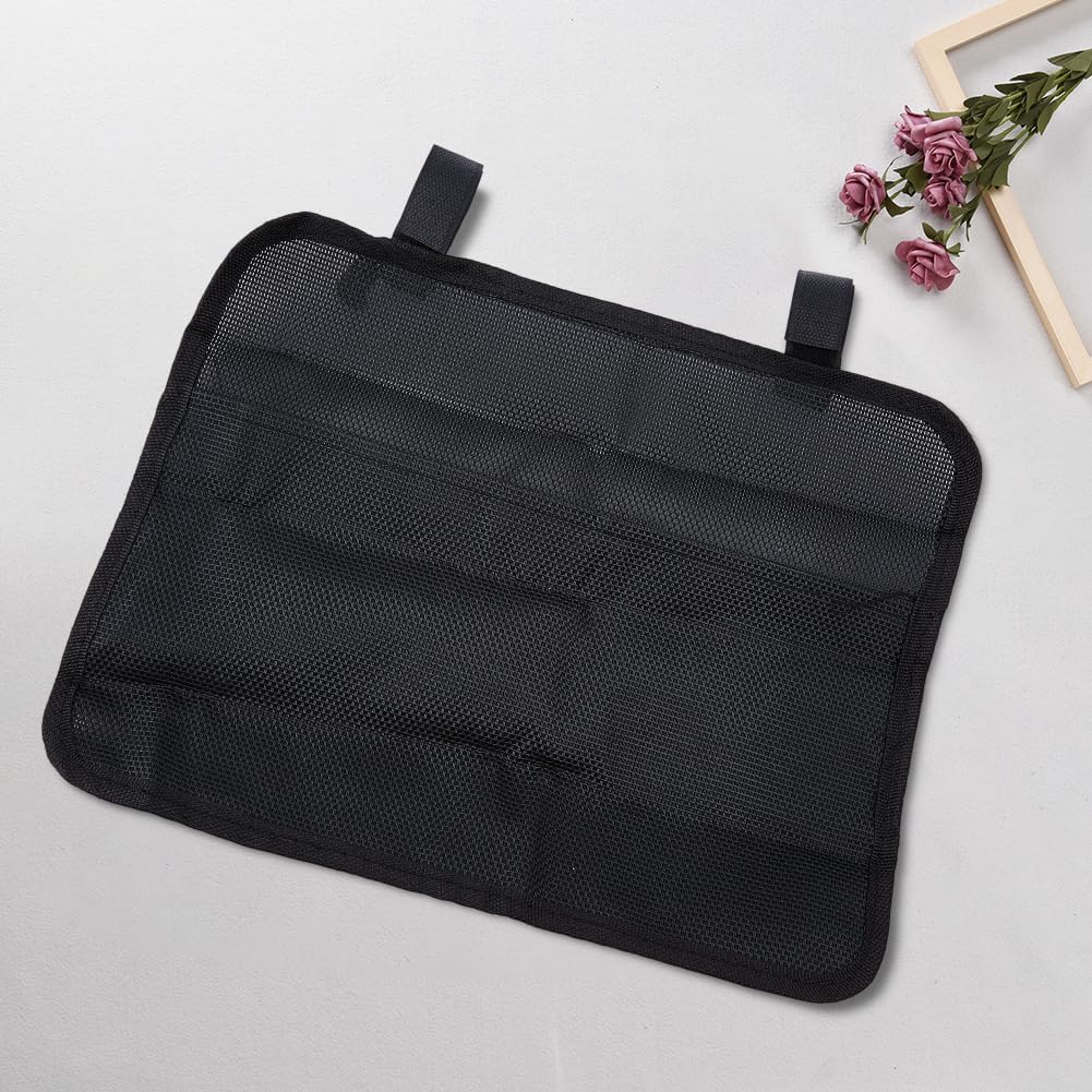 GORGECRAFT 41 * 30cm Beach Chair Hanging Bag Armrest Chair Side Organizer Cloth Bedside Caddy Organizers Black Bed Buk Storage Bag Wheelchair Hanging Side Pocket Bag for Magazines Books Water Bottle