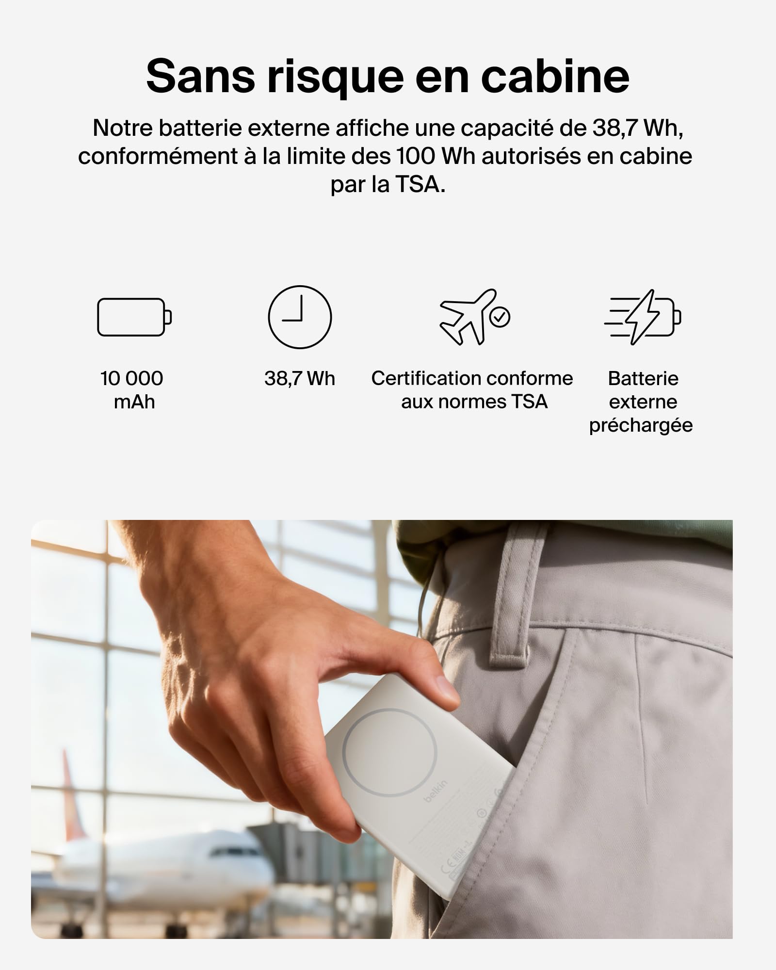 Belkin BoostCharge Batterie Externe Magnétique 10 000 mAh - Beige