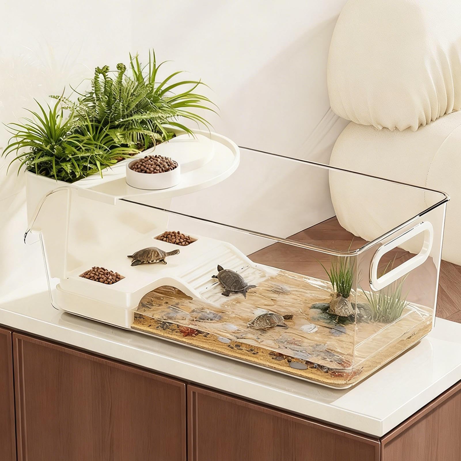 Grande serbatoio per tartarughe, grande terrario staccabile, multifunzione, per acquario, per rane, salamandre, granchi, piccoli animali, interni, soggiorno, scrivania, hobbisti
