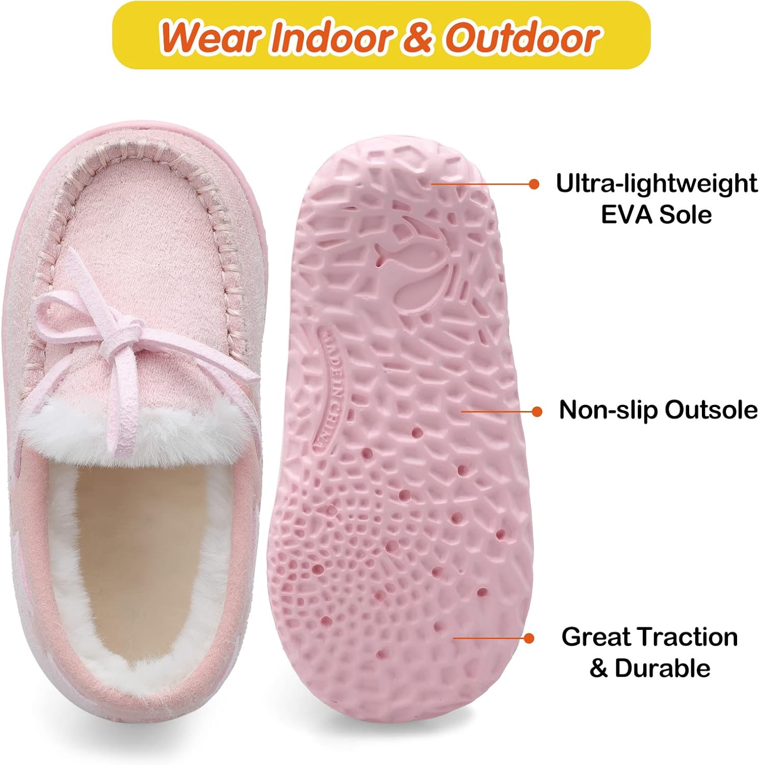 Scurtain Unisex Kids Toddler Slippers Suede Moccasin Slippers for Boys Girls Baby Lined with Warm Fur - Image 4