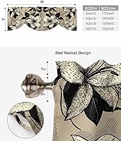 Vista 6 de Cortinas de cenefa de flores negras y beige para ventanas, cortinas de cocina, cortinas rústicas retro beige, cortinas botánicas cortas