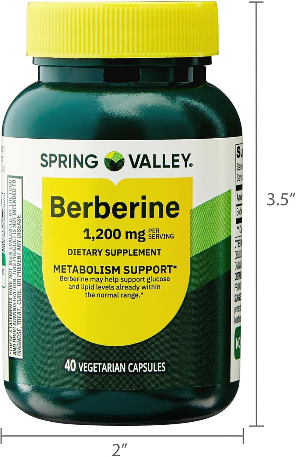 SUREFECT Spring Valley Berberine 1200 mg - Supports Metabolic Wellness - 40 Count Vegetarian Capsules Organizer.
