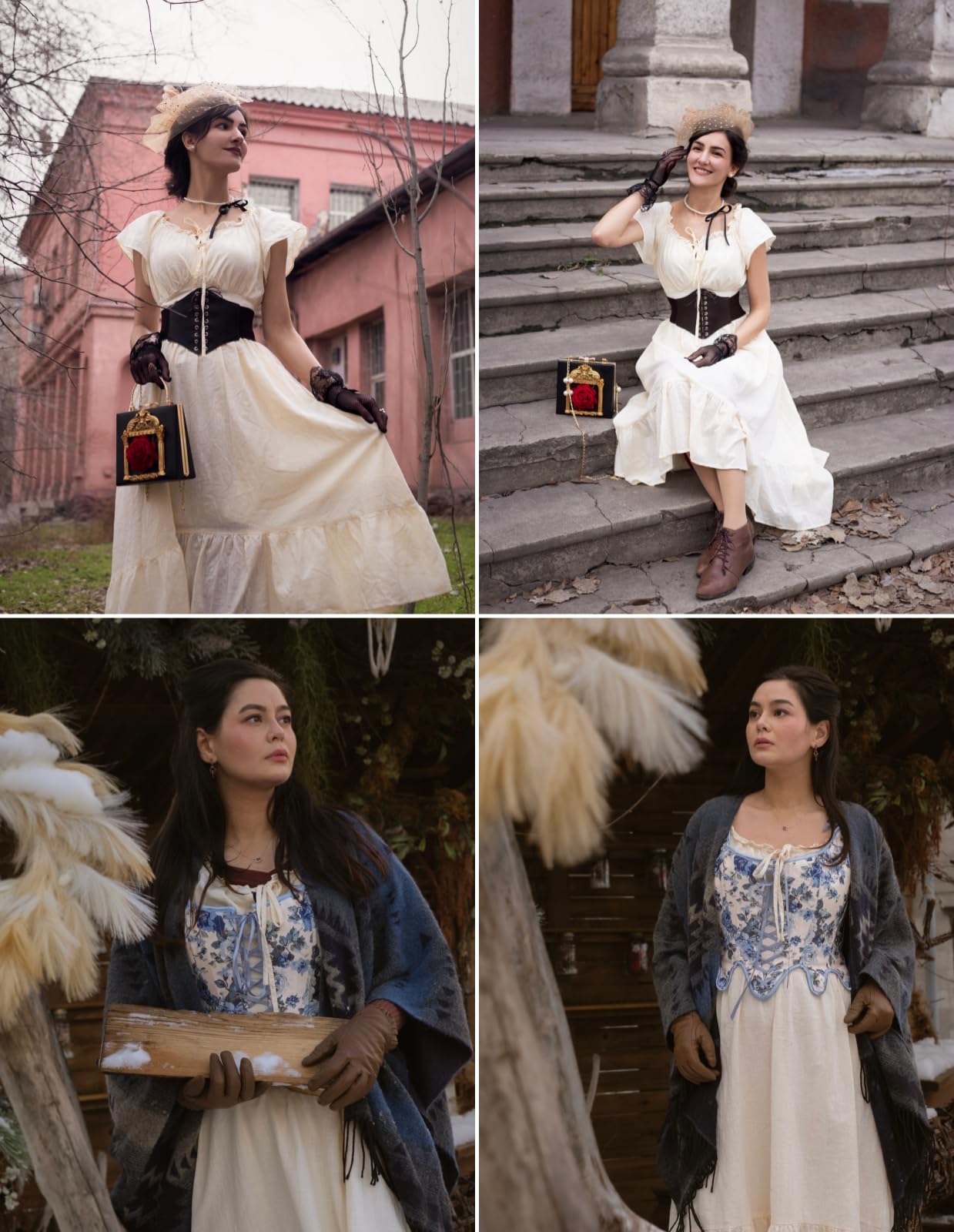 Scarlet Darkness Abito rinascimentale da donna con spalle scoperte e abiti western