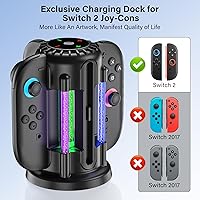 Vista 7 de Switch-2-Joycon-Charger - Base de carga para Nintendo Switch 2 JoyCon 2025, luz LED magnética y de burbujas, estación de carga rápida para Nintendo