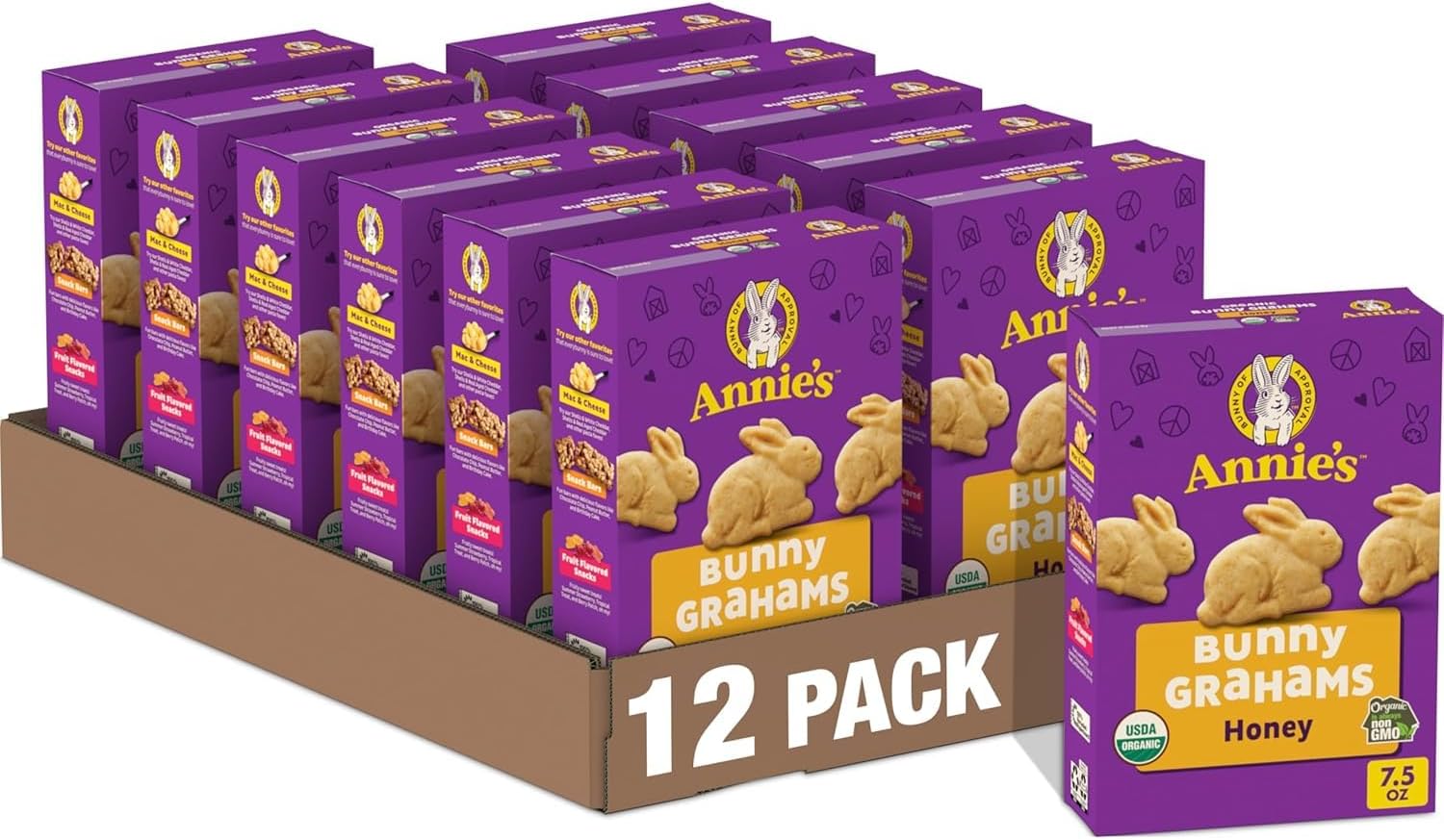 Honey , 7.5 Ounce (Pack of 12) : Annie's Homegrown Bunny Grahams, Honey, 7.5-Ounce Boxes (Pack of 12)