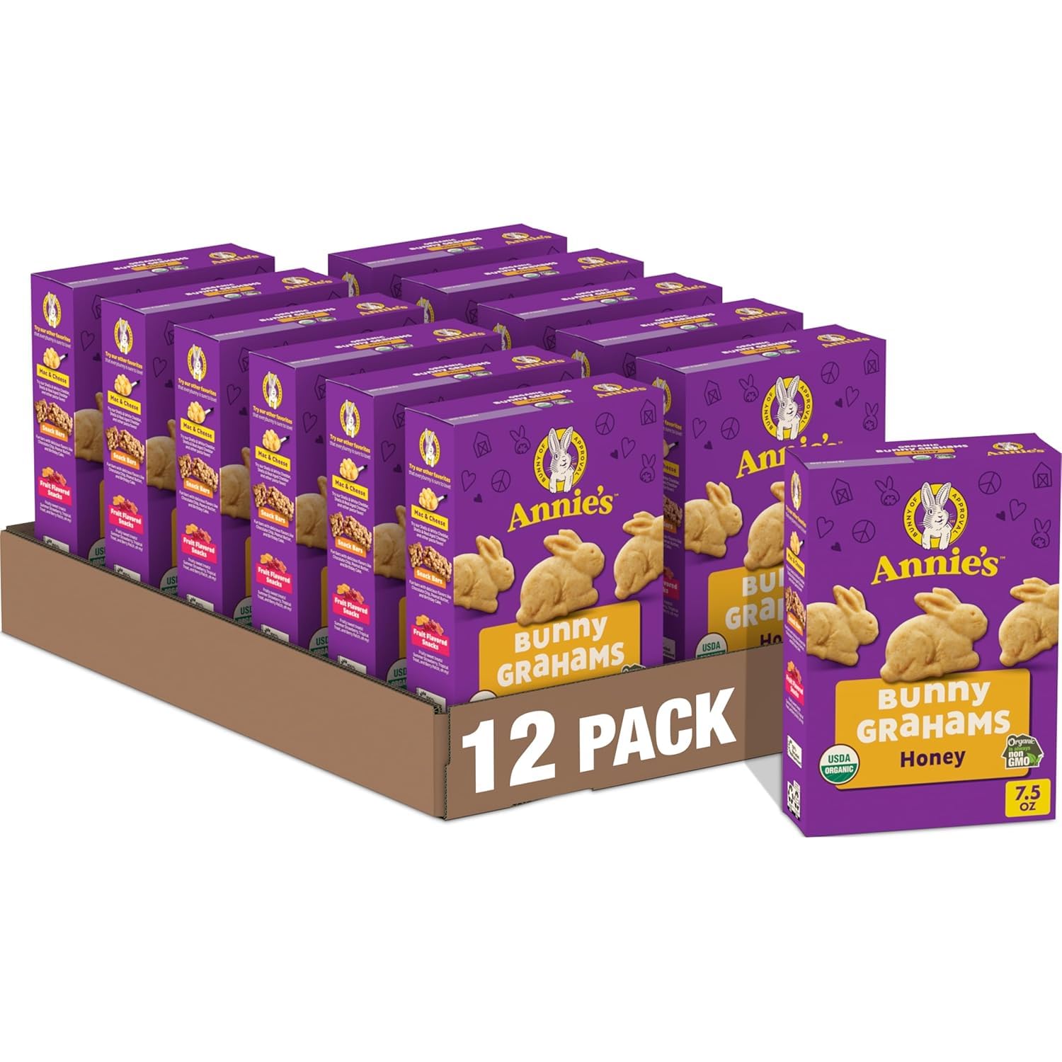 Annie's Organic Baked Bunny Graham Snacks, Easter Treats, Honey, 7.5 oz (Pack of 12)