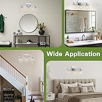 Vista 6 de Espird Chrome Bathroom Vanity Light - 3 Light Bathroom Light Fixture Square Design & UL Certification, Bath Room Lighting Fixtures Over Mirror