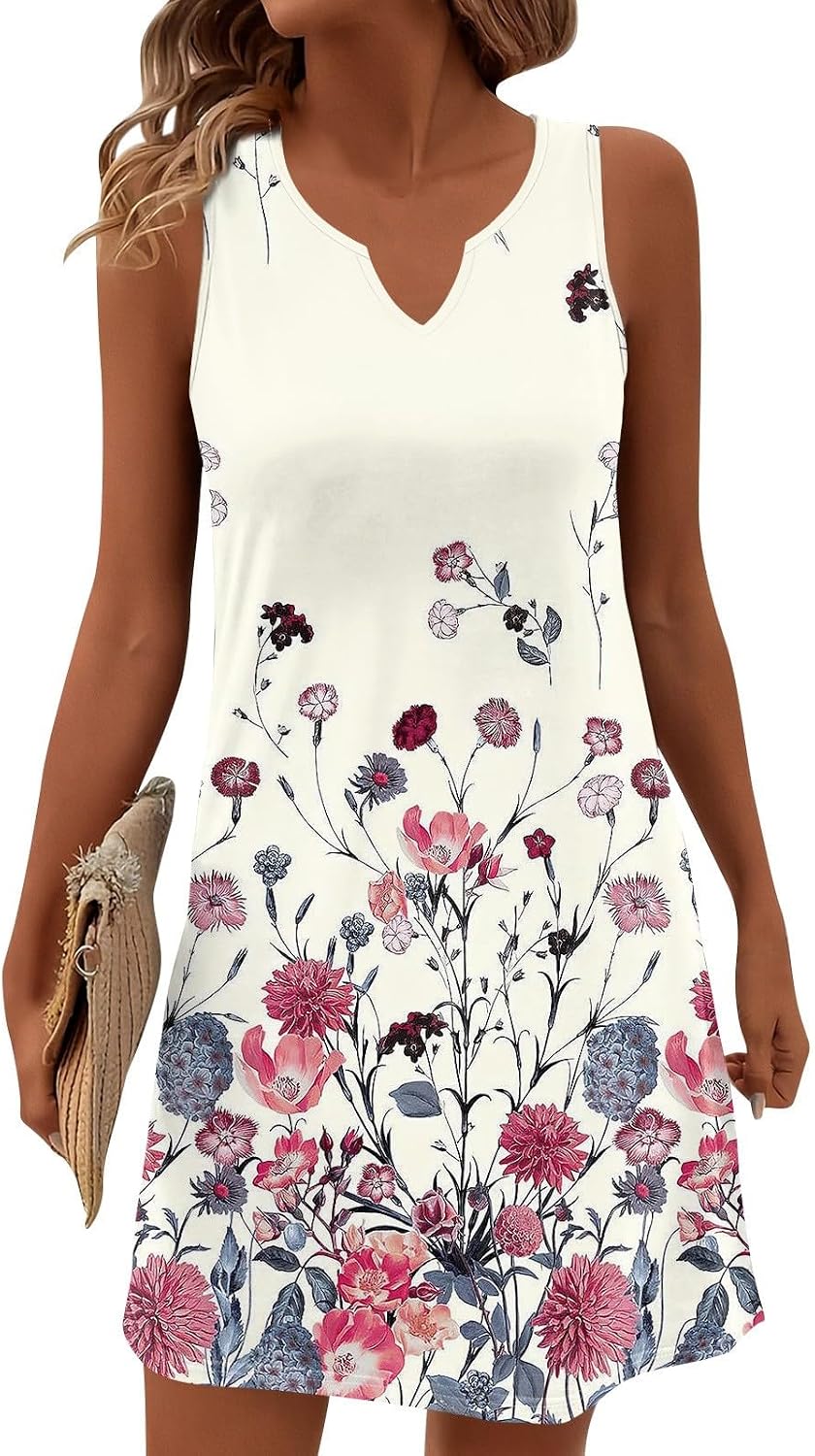 sleeveless jersey swing dress for women Zenana Women & Plus Sleeveless Jersey Flared Swing Tank Dress with Side Pockets