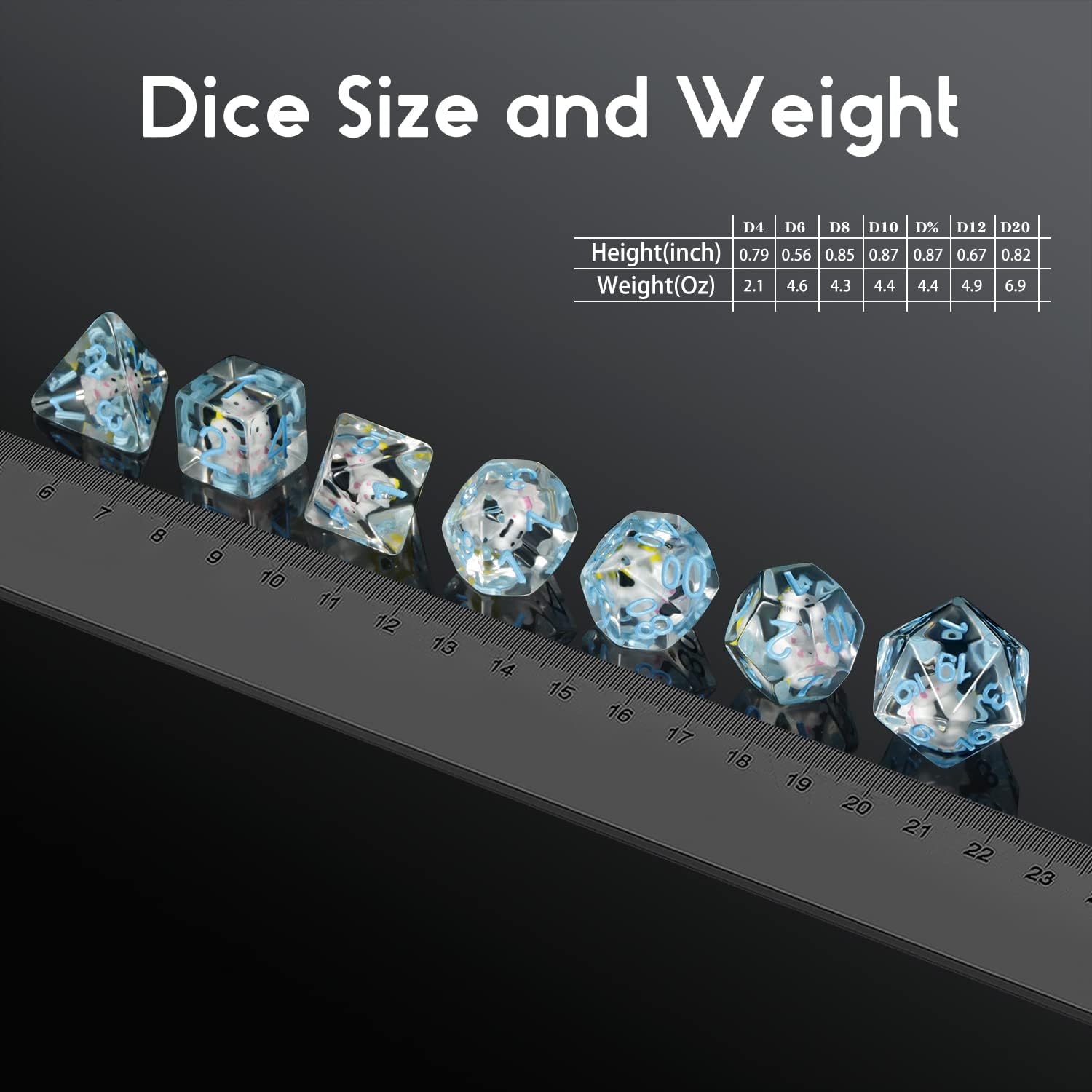 Unicorn DND Dice Set, DNDND 7PCS Cute Resin D&D Dice with Velvet Bag for Dungeons and Dragons Role Playing Games and Tabletop Games（Unicorn