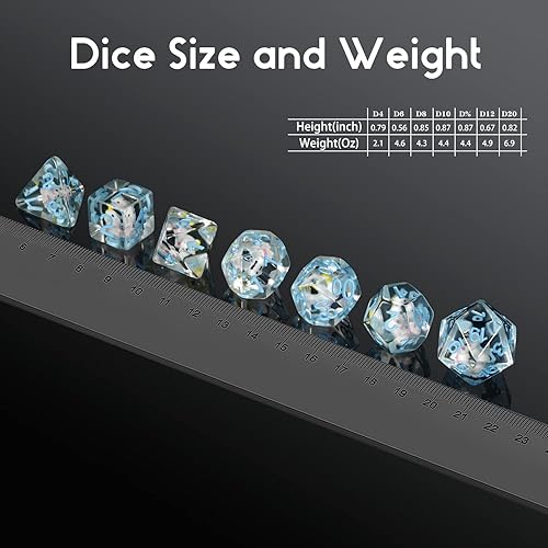 Miniatura 4 de DNDND - Juego de dados DND de unicornio, 7 dados de resina para D&D con bolsa de terciopelo para juegos de rol de Calabozos y Dragones y juegos de