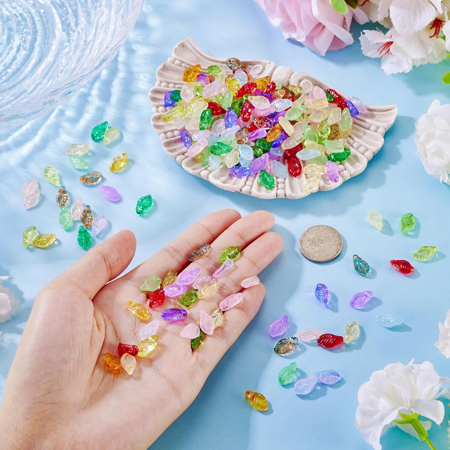 300Pcs Glass Leaf Beads for Jewelry Making Mixed 15 Color Cute Leaf Shape Bead Charms Crystal Tiny Leaves Czech Glass Beads for Crafts Bracelet Earring Charm Kit - Image 5