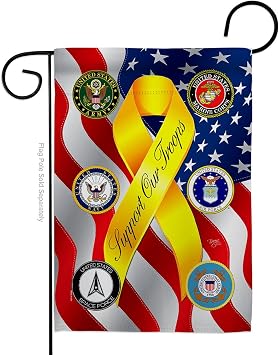 Support All Military Troops Garden Flag - Armed Forces Service Branches Honor United State American Veteran Official - House Decoration Banner Small Yard Gift Double-Sided Made in USA 13 X 18.5