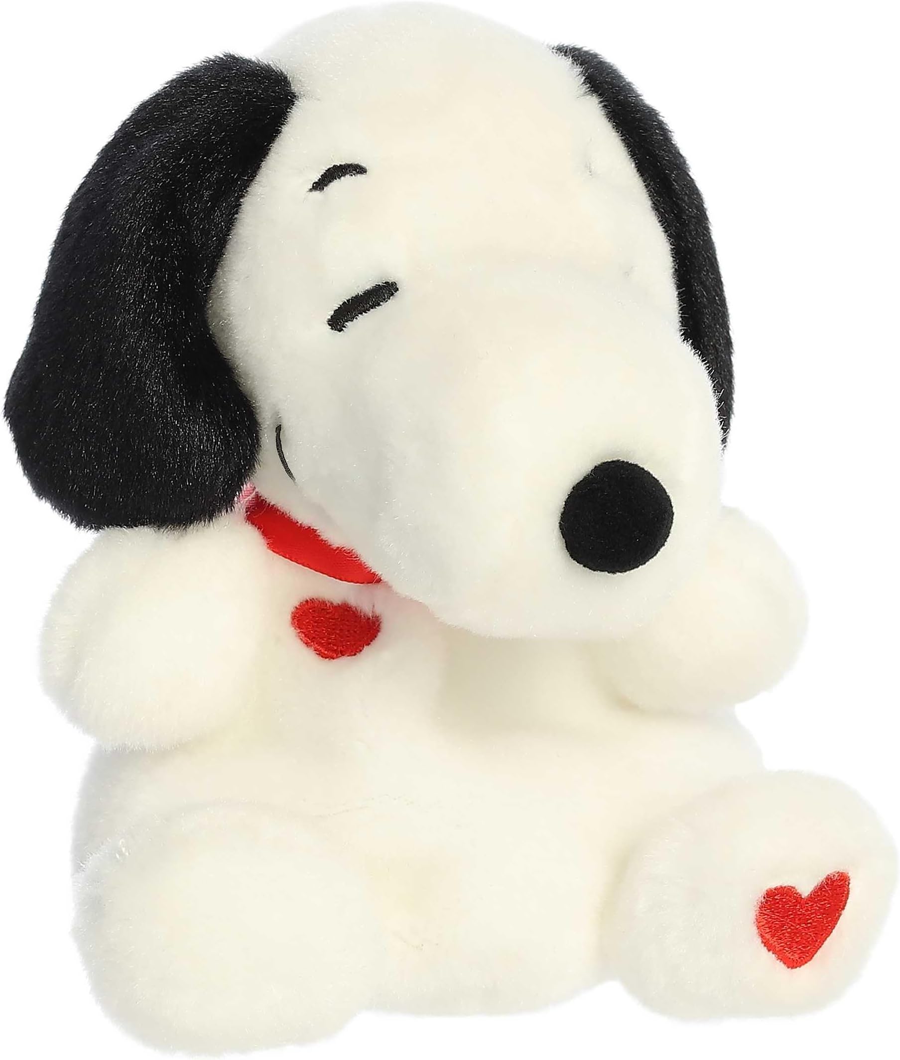Aurora® Adorable Peanuts® Palm Pals™ Snoopy Hearts Stuffed Animal - Officially Licensed Toys for All Snoopy Fans - Nostalgic Gift for Adults and Birthday Celebrations - White 5 Inches