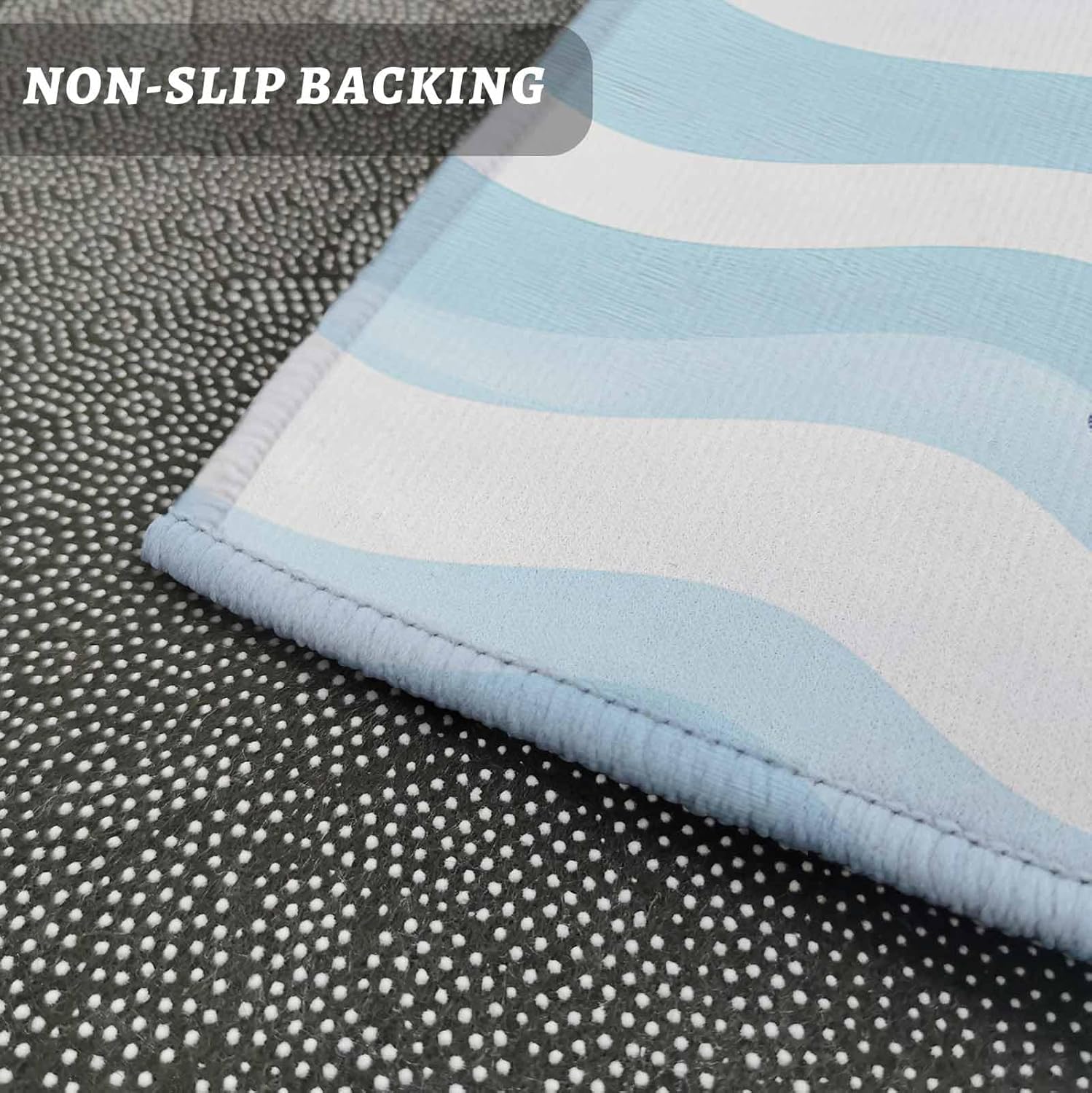 Kitchen Rugs and Mats Set,Nautical Blue Ocean Wave 2 Pieces Non Slip Cushioned Rug Floor Mat Marine Theme Starfish Absorbent Area Runner Comfort Standing Mats for Sink Bathroom