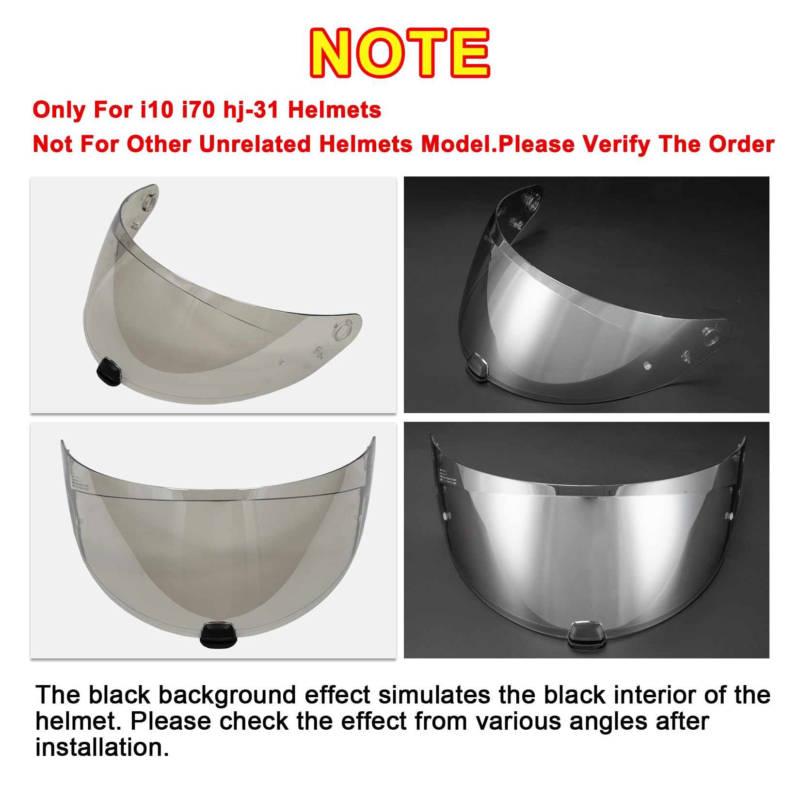 PSLER Visera de Casco para HJC i70 i10 HJ-31, Visera Tintada para Casco Motocicleta Accesorios de Repuesto(Aurora Plata Transparente)