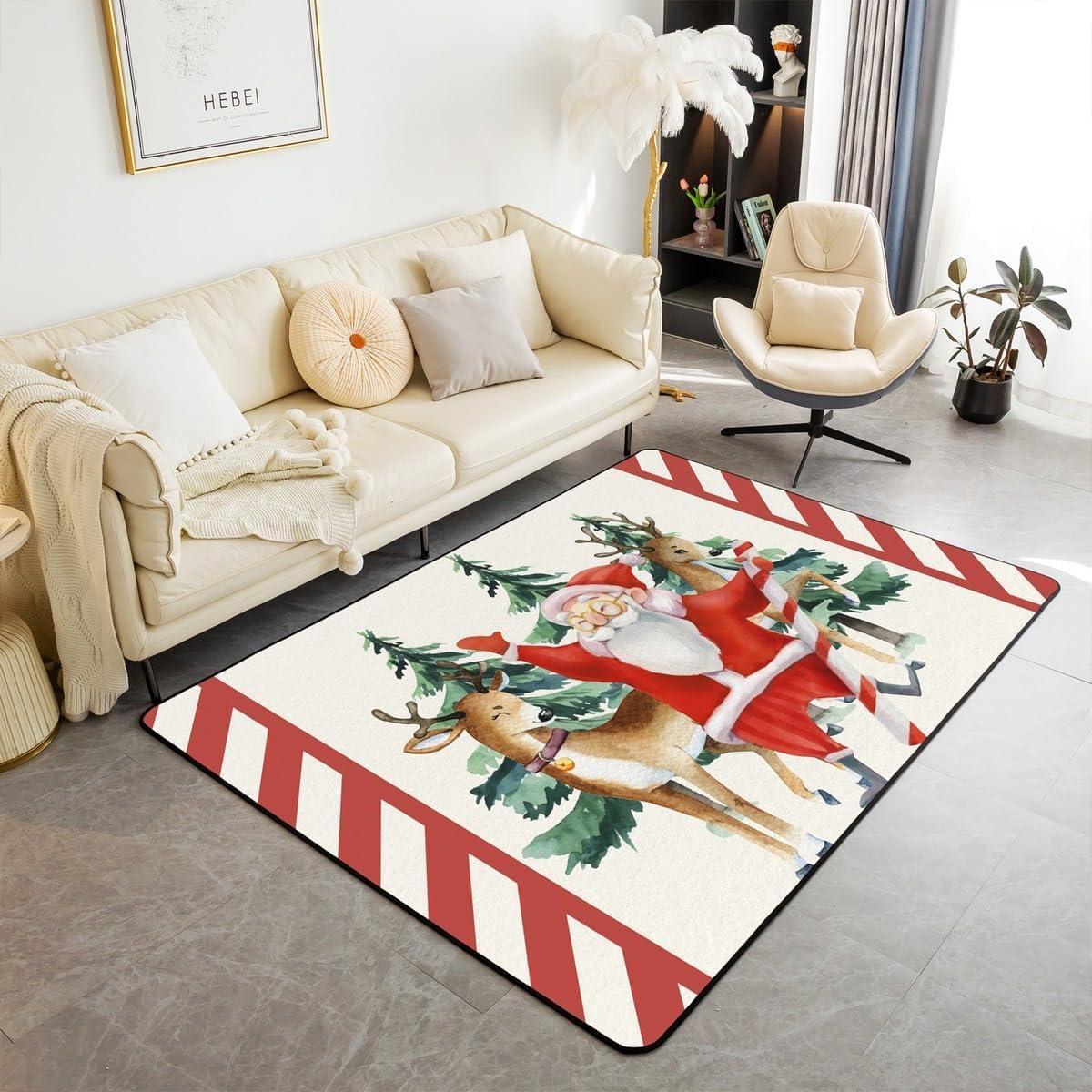 Tapis anti-slip Noël 3D imprimé 120x160 pour éviter les chutes au salon