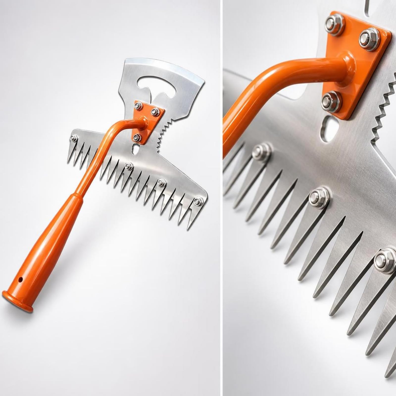 Sarchiatore Manuale in Acciaio Temperato | Multifunzione, Sarchiatore a Doppia Testa, Smontabile, Rastrello per Erbacce, Aiuole, 17 Denti