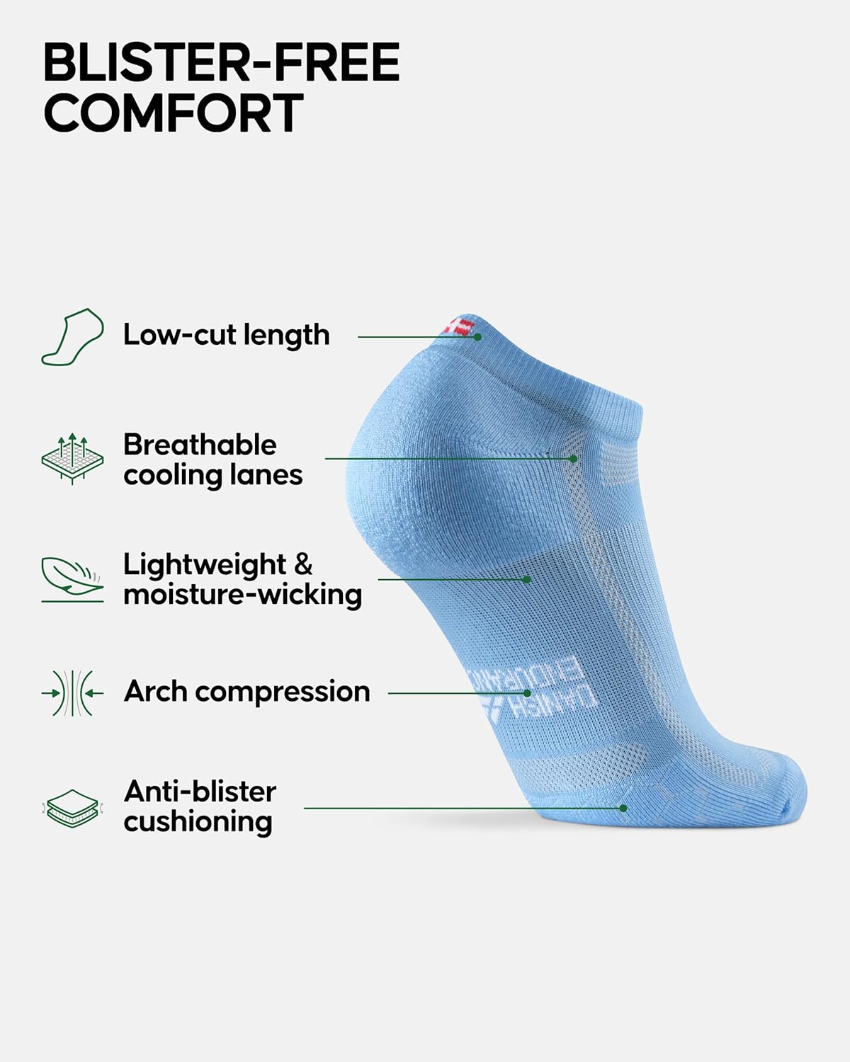 DANISH ENDURANCE Ultra-Comfort Ankle Running Socks, Performance Socks, Men & Women - 3 or 5 Pack - Image 2