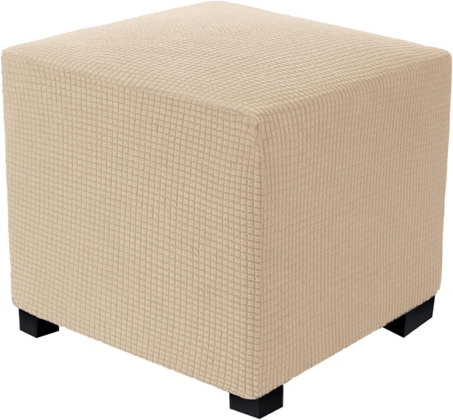 Uyeoco 9# Stretch Jacquard Ottoman Cover, Soft Comfortable Dustproof Footstool Covers For Square, Cube And Rectangle Ottoman, Machine Washable Pouffe Cover With Elastic(,40X40cm)
