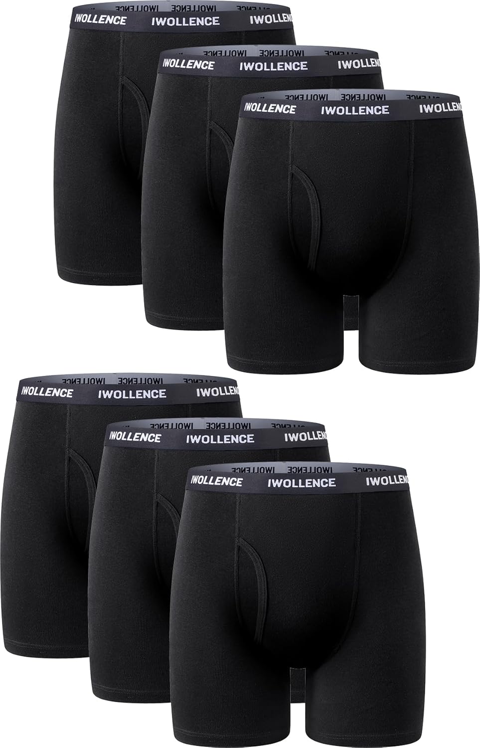 IWOLLENCE Men's Boxer Briefs Breathable Soft Moisture-Wicking Cotton Underwear with Comfort Flex Waistband, Multipack