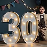 Vista 29 de Imprsv Números de marquesina iluminados de 3 pies para decoraciones de fiesta de cumpleaños 50, números de mosaico para globos, marco de globos