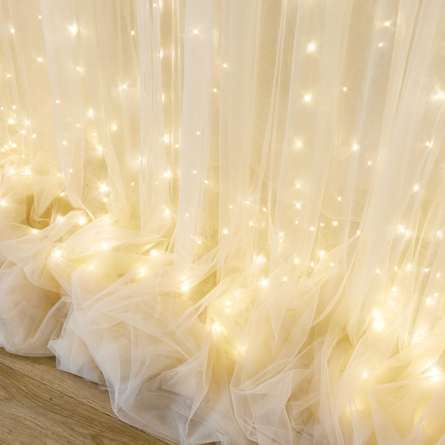 Tenda In Tulle Rosso Con Stringa Di Luci Per Parites 3 X 3 M Senza