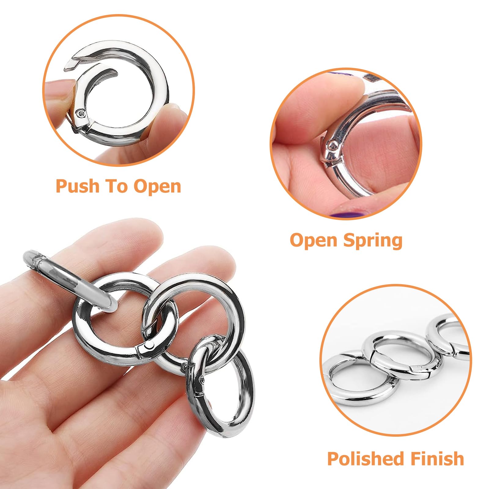 48 Pezzi Anelli A Moschettone Rotondi - Lega Di Zinco, Per Portachiavi, Artigianato, 20-33 Mm - Foto 11